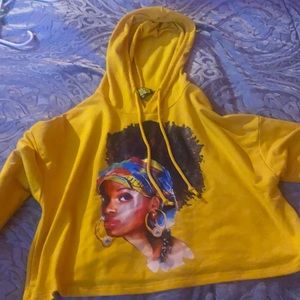YELLOW CROP HOODIE LONG SLEEVE!